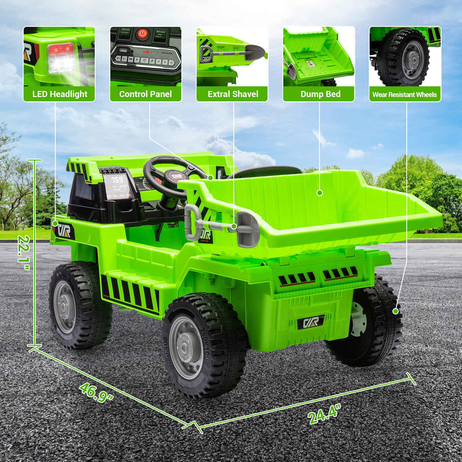 Kids Dump Truck Toys with Remote Control 4 Wheels Kids Ride on Construction Car