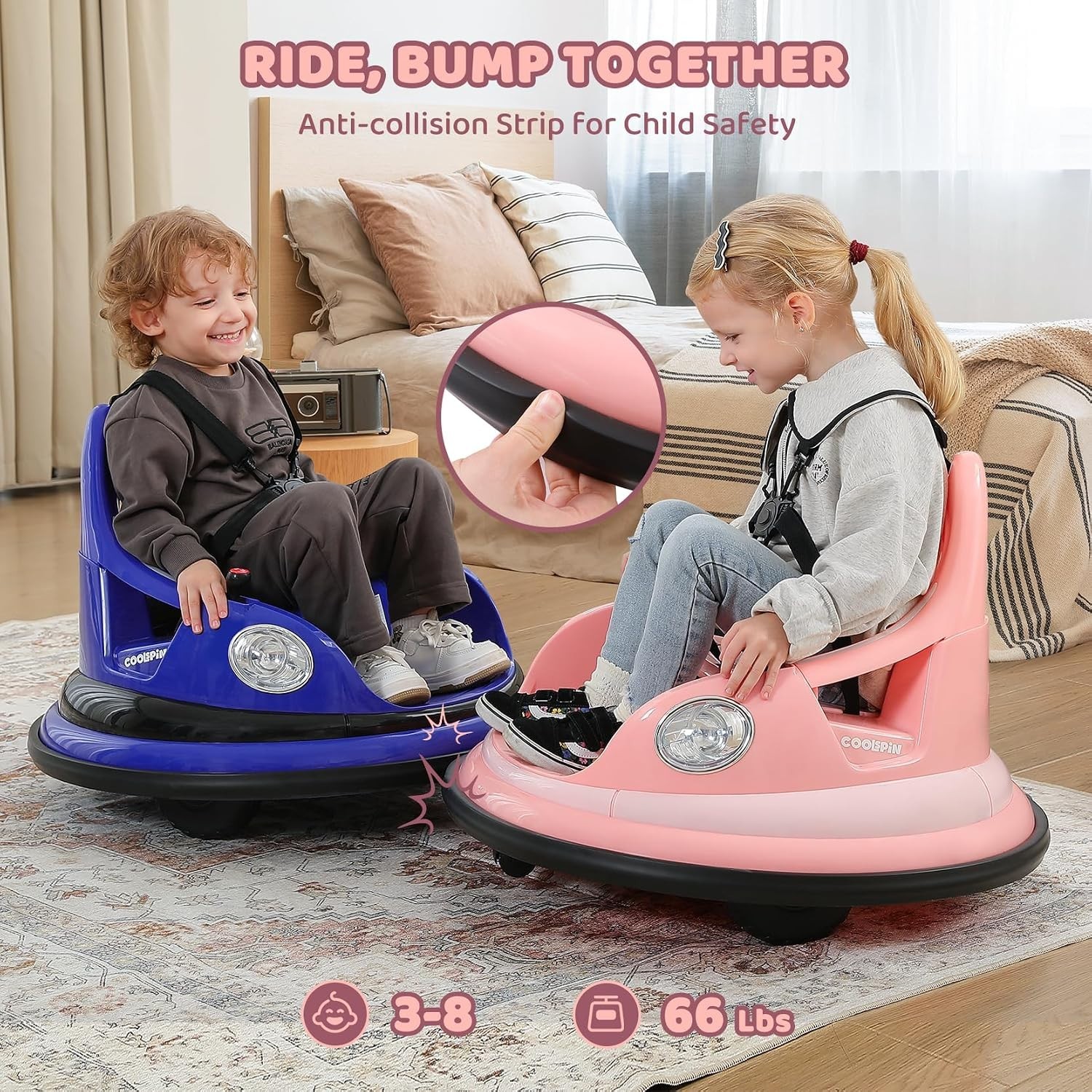 Kids Bumper Car | 12V Ride On, 360 Spin, Bluetooth, LED Lights, Remote