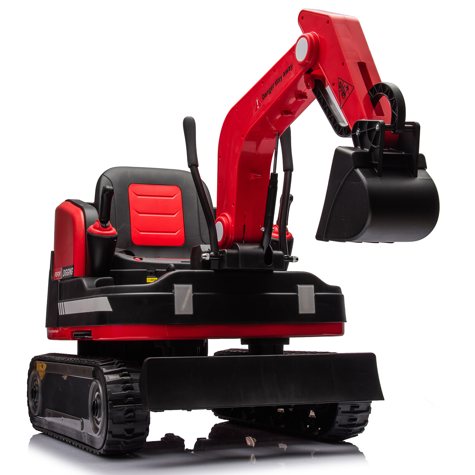 2 IN 1 360° Red 12V Battery Powered Kids Ride On Excavator Bulldozer with Remote