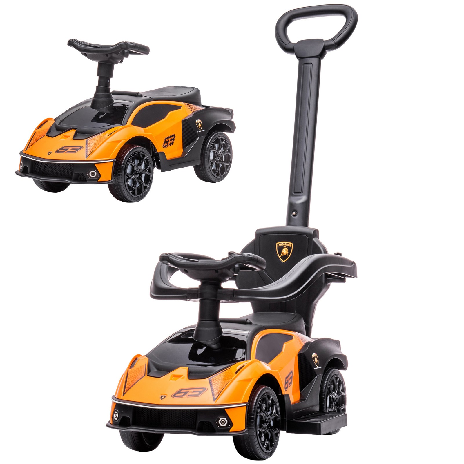 Licensed Toddler Ride-On Manual Push Sliding Car, Orange