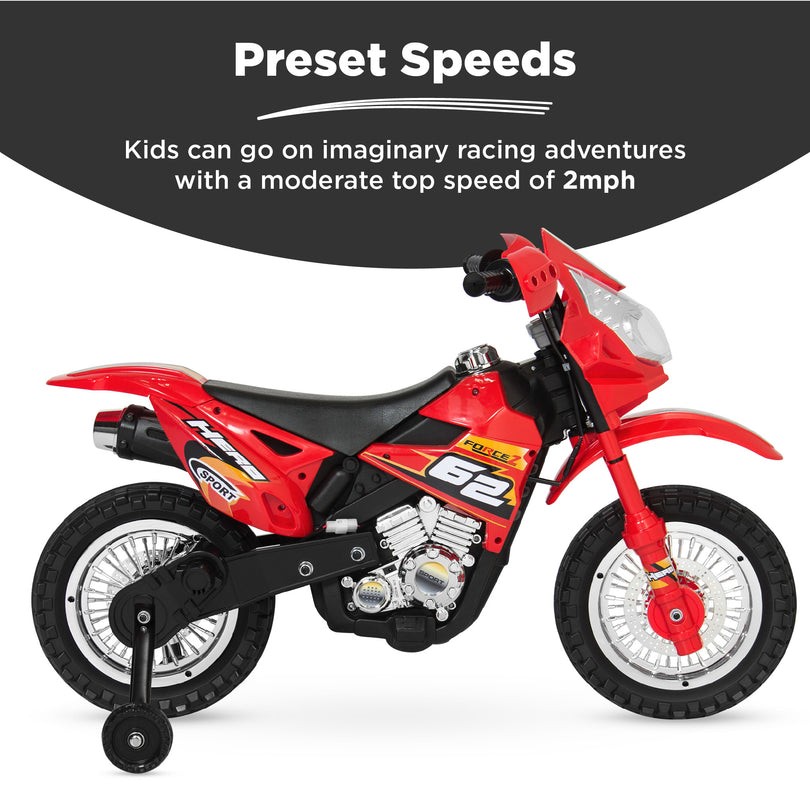 Best Choice Products SKY3486 Kid’s 6V Electric Motorcycle with Training Wheels –