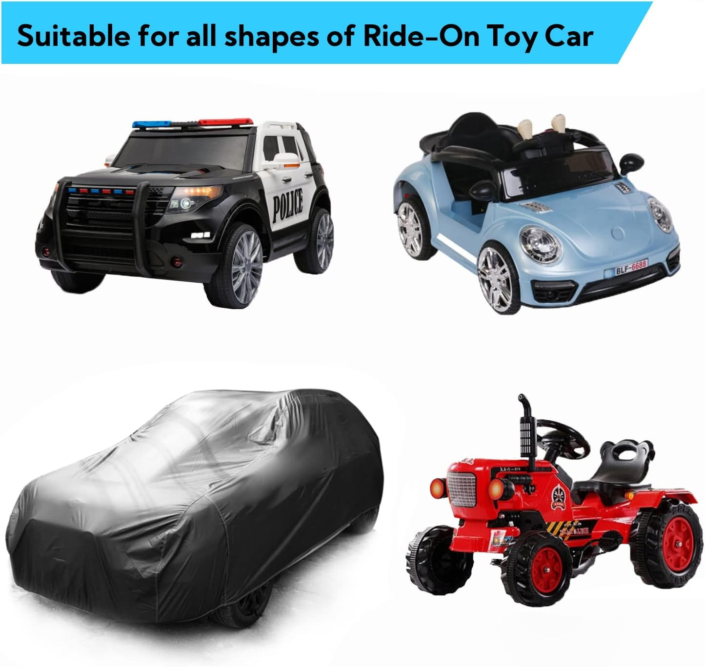 Large Kids Ride-On Toy Car Cover, Outdoor Wrapper Resistant Protection for Elect