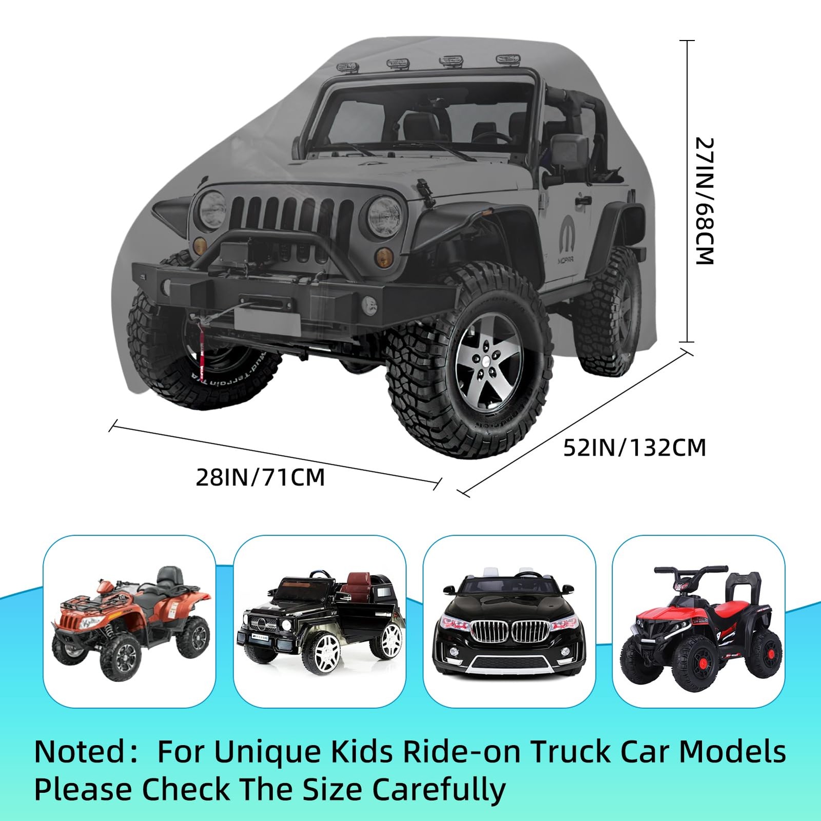 Kids Car Cover – Ride-On Car Truck Cover Waterproof, 420D Kids Ride on Toys w
