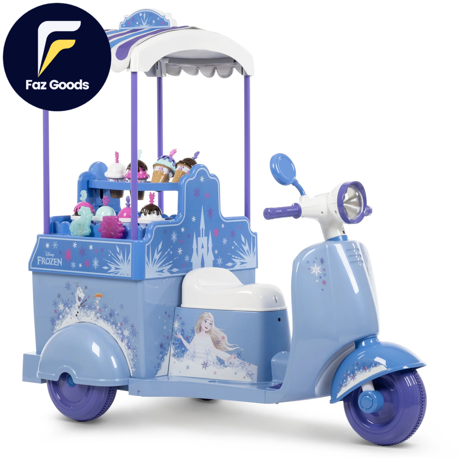 6V Disney Frozen Ice Cream Cart Battery Ride-On Toy Ice Cream Toys