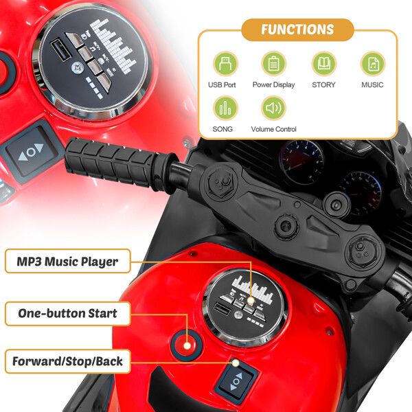 Kids Ride On Dirt Bike 12V Electric Motorcycle Training Wheel Light Music Gift