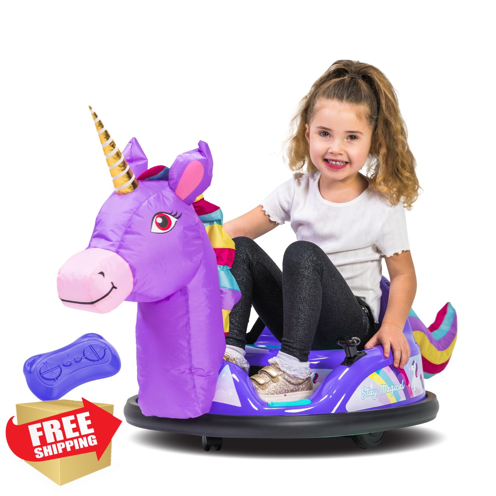 ImaginAir Purple Unicorn Bumper Car Ride On Toy
