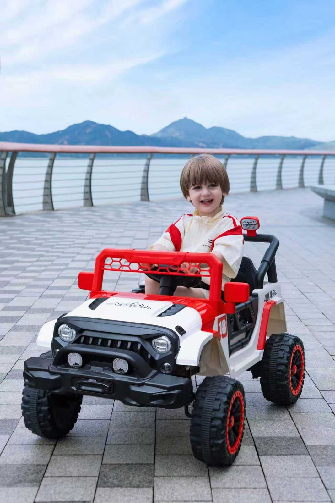 12V Ride on Car with Remote Control LED Lights Music Player for Kids Gift RED