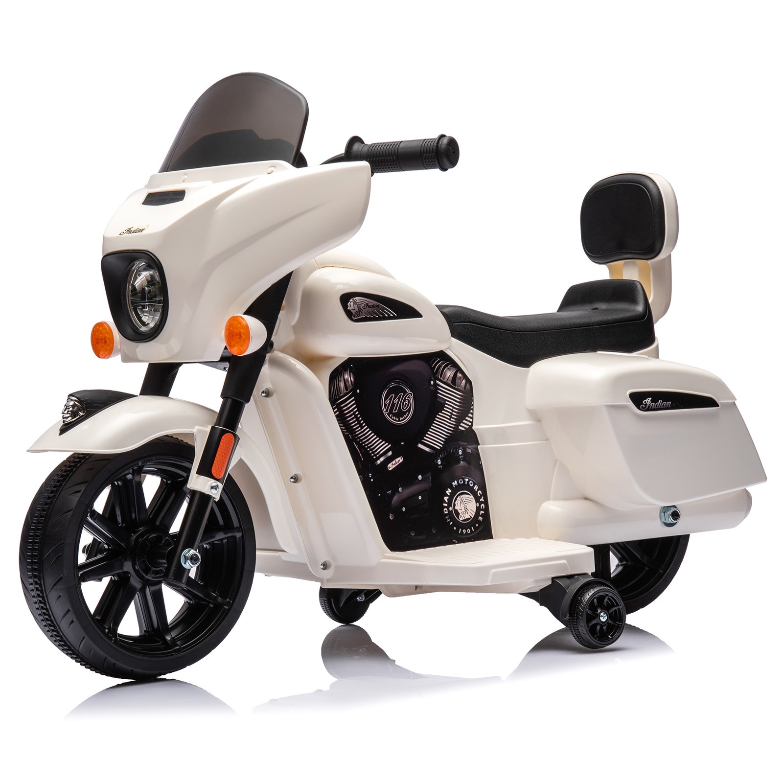 6V Kids Motorcycle,Indian Licensed Electric Motorbike w/ Toddler Training Wheels