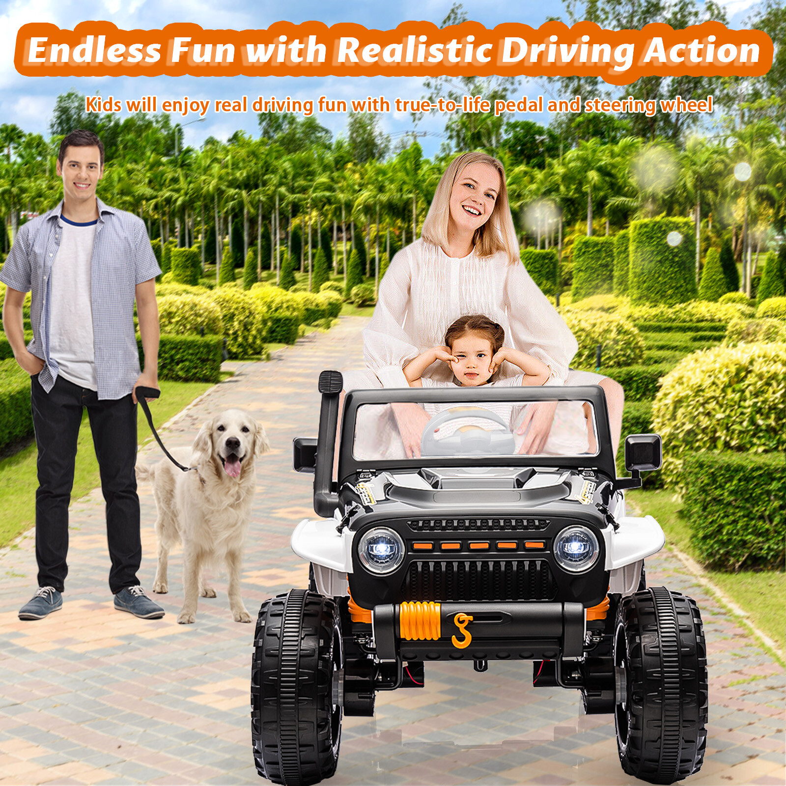 24V Kids Ride On Car,2 Seaters Electric Vehicle Truck with Remote & Bluetoothes