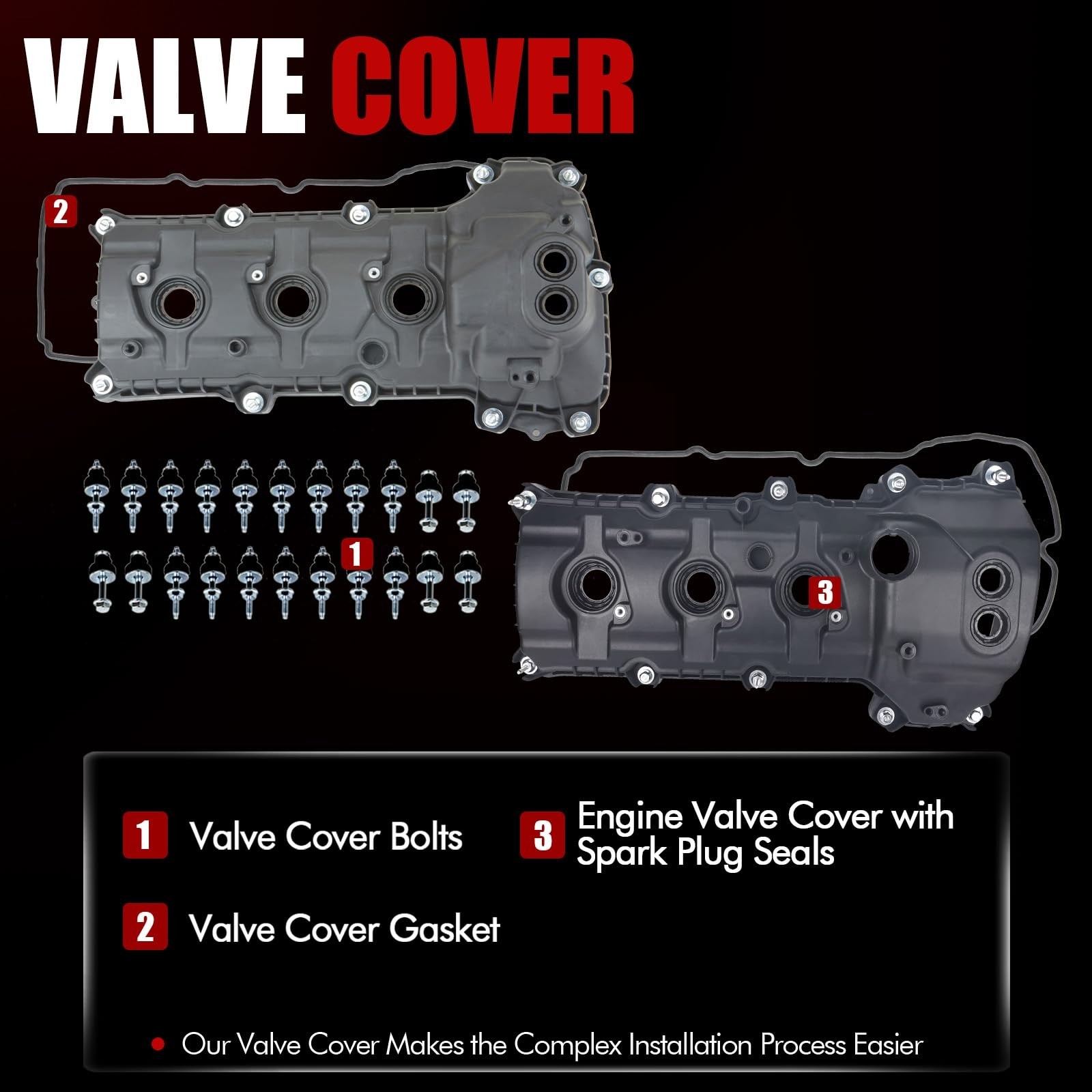 MITZONE Valve Cover Set Compatible with Ford Edge Explorer F-150 Flex Mustang…