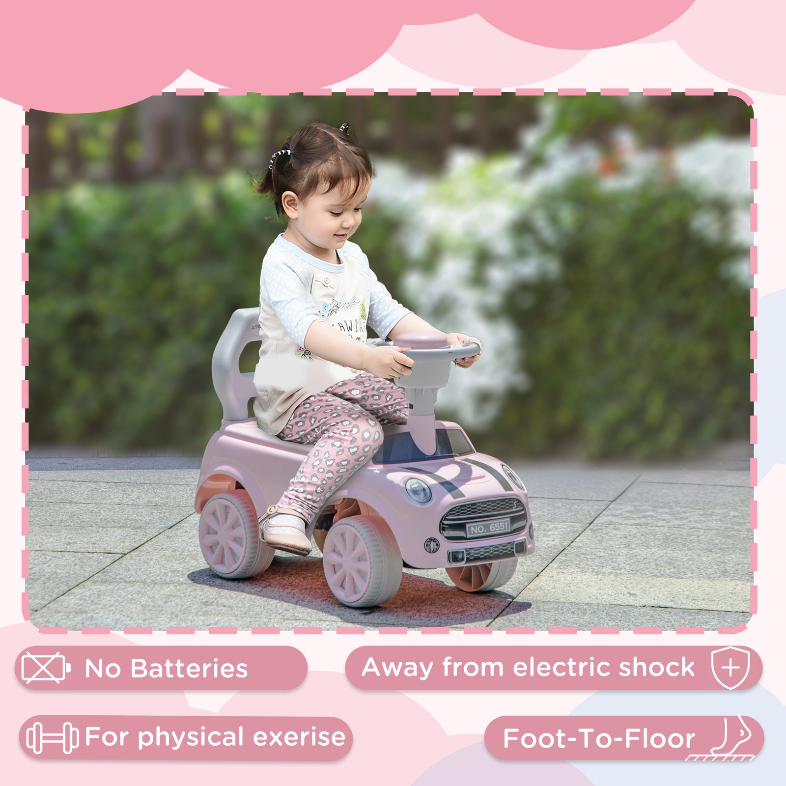 Toddler Ride on Toy, Foot to Floor Sliding Car, Pink