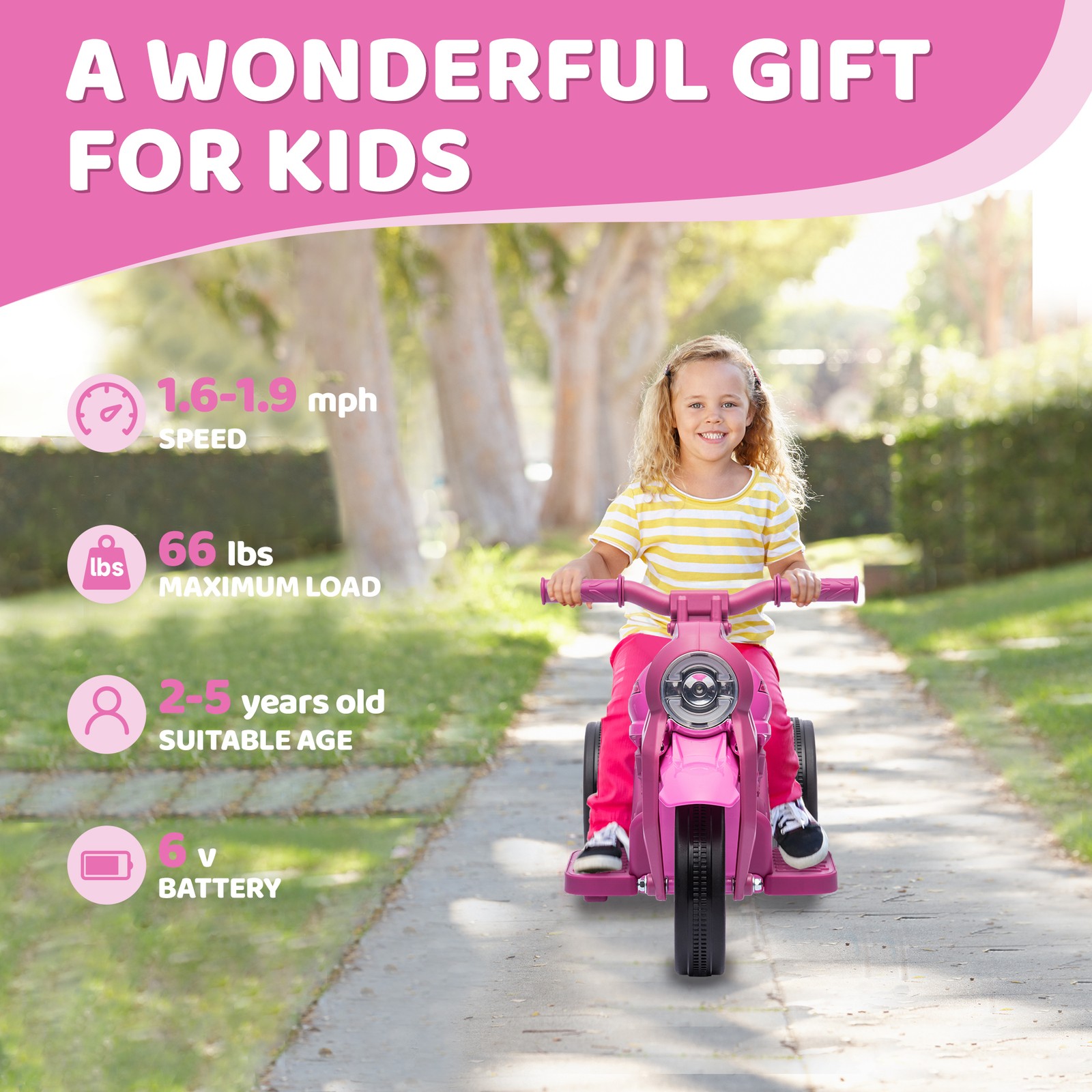 Qaba Ride On Motorcycle, 6V Ride on Bubble Car w/ Music, Green