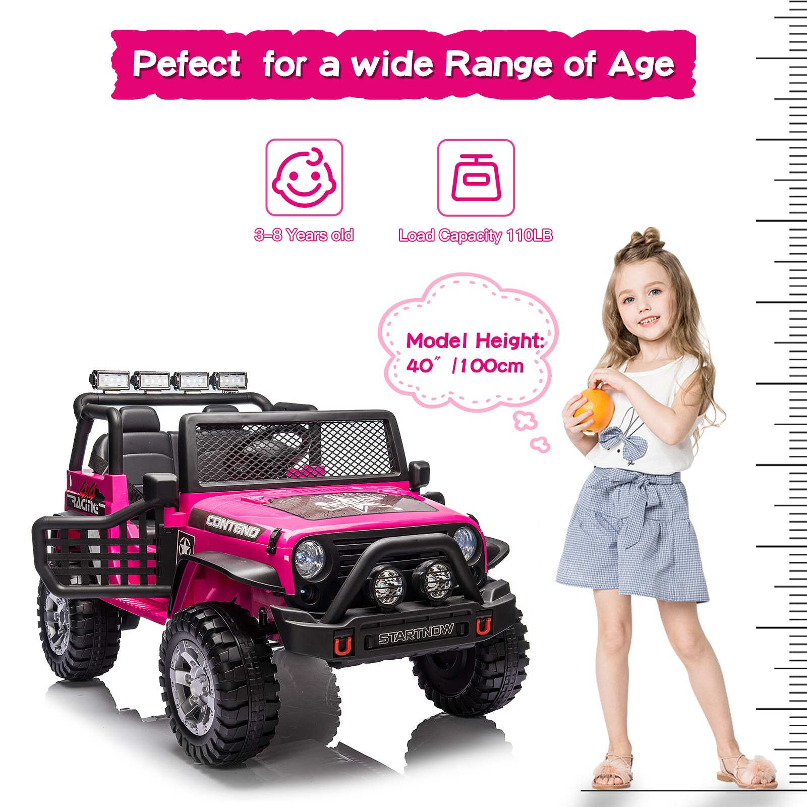 12V 2-Seater Kids Ride On Car Electric Toy Jeep USB Bluetooth Remote Control Toy