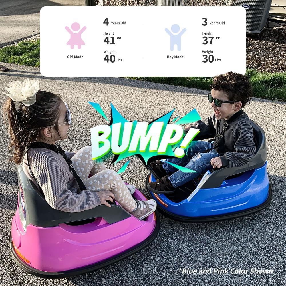 Hikido 12V Baby Bumper Car, Electric Kids Bumper Car for Toddlers 1.5-5 W/Remote