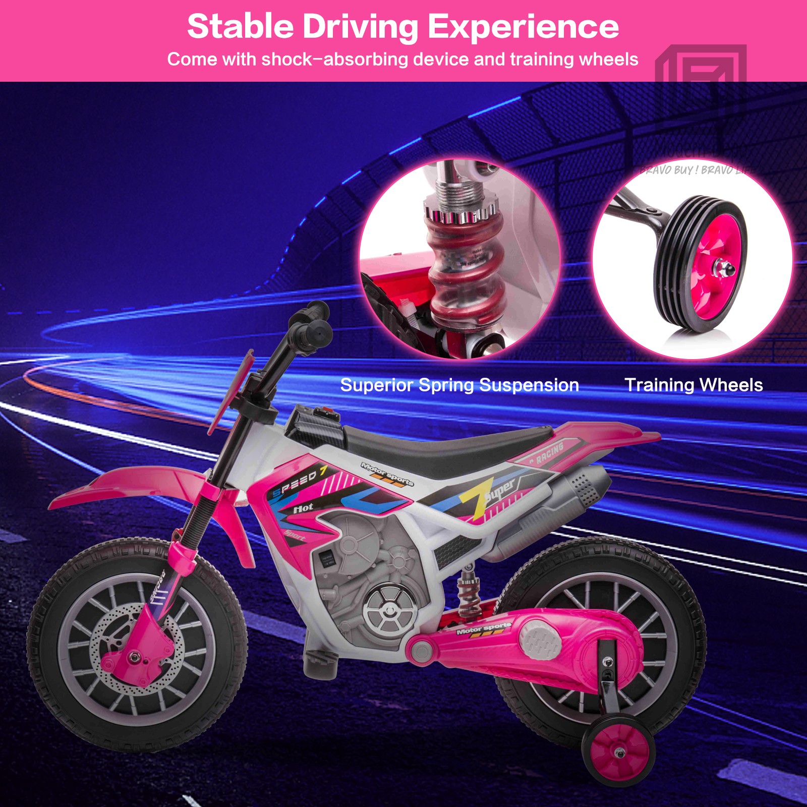 12V Kids Electric Ride on Motorcycle Off-Road Dirt Bike with Spring Suspension