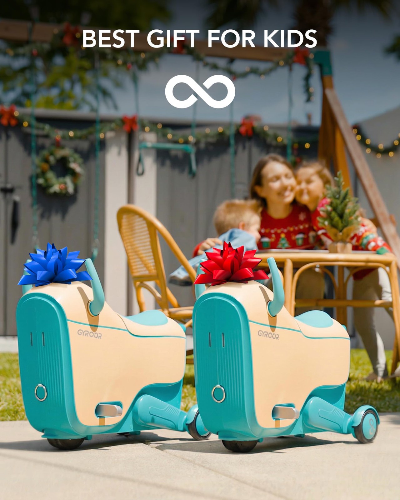 Gyroor Kids Electric Ride On Car Toy for Ages 48 2in1 Airplane Travel Suitca
