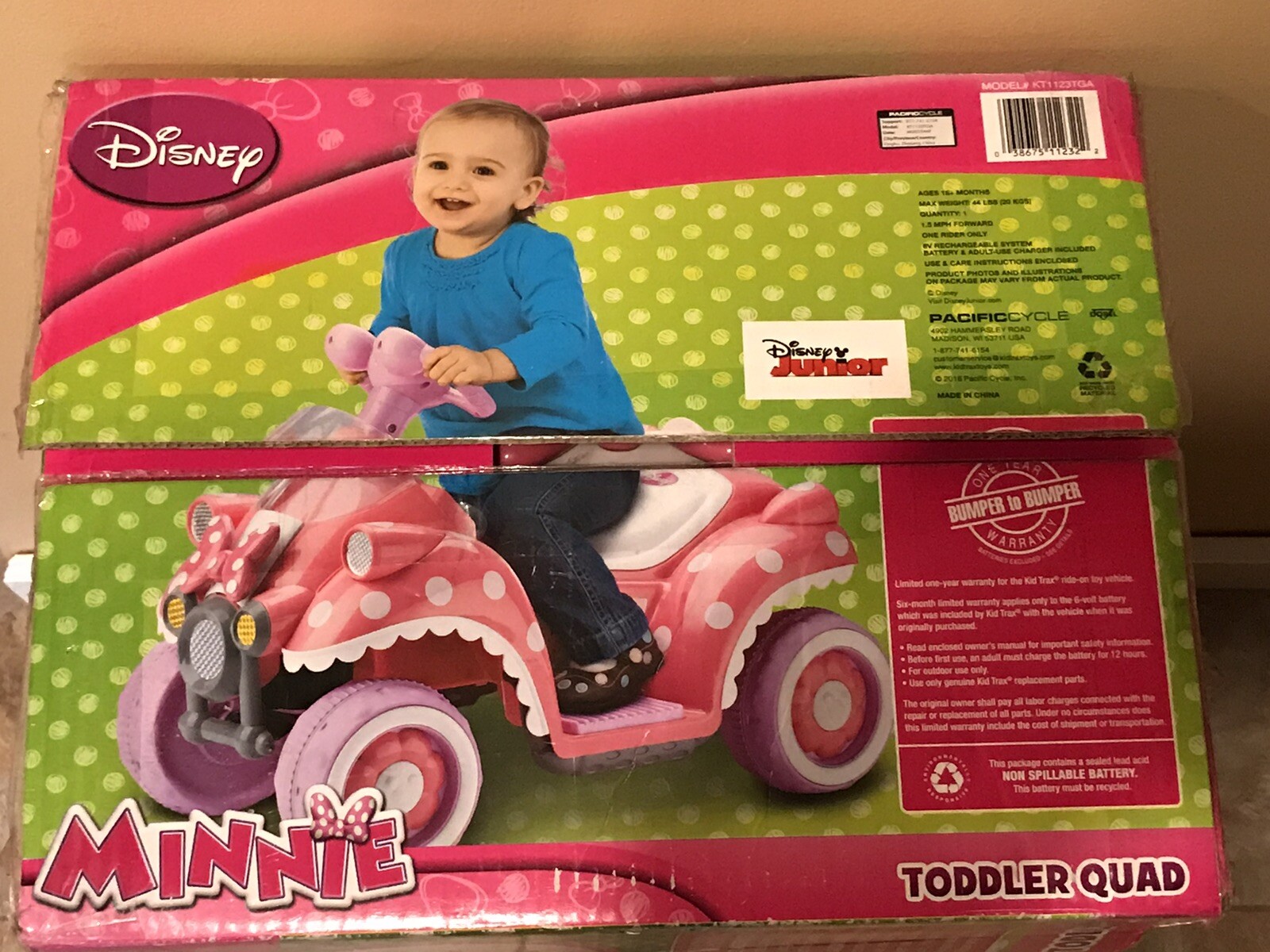 Kid Trax Disney Minnie Mouse 6V Quad Ride On 18+ months NEW IN BOX