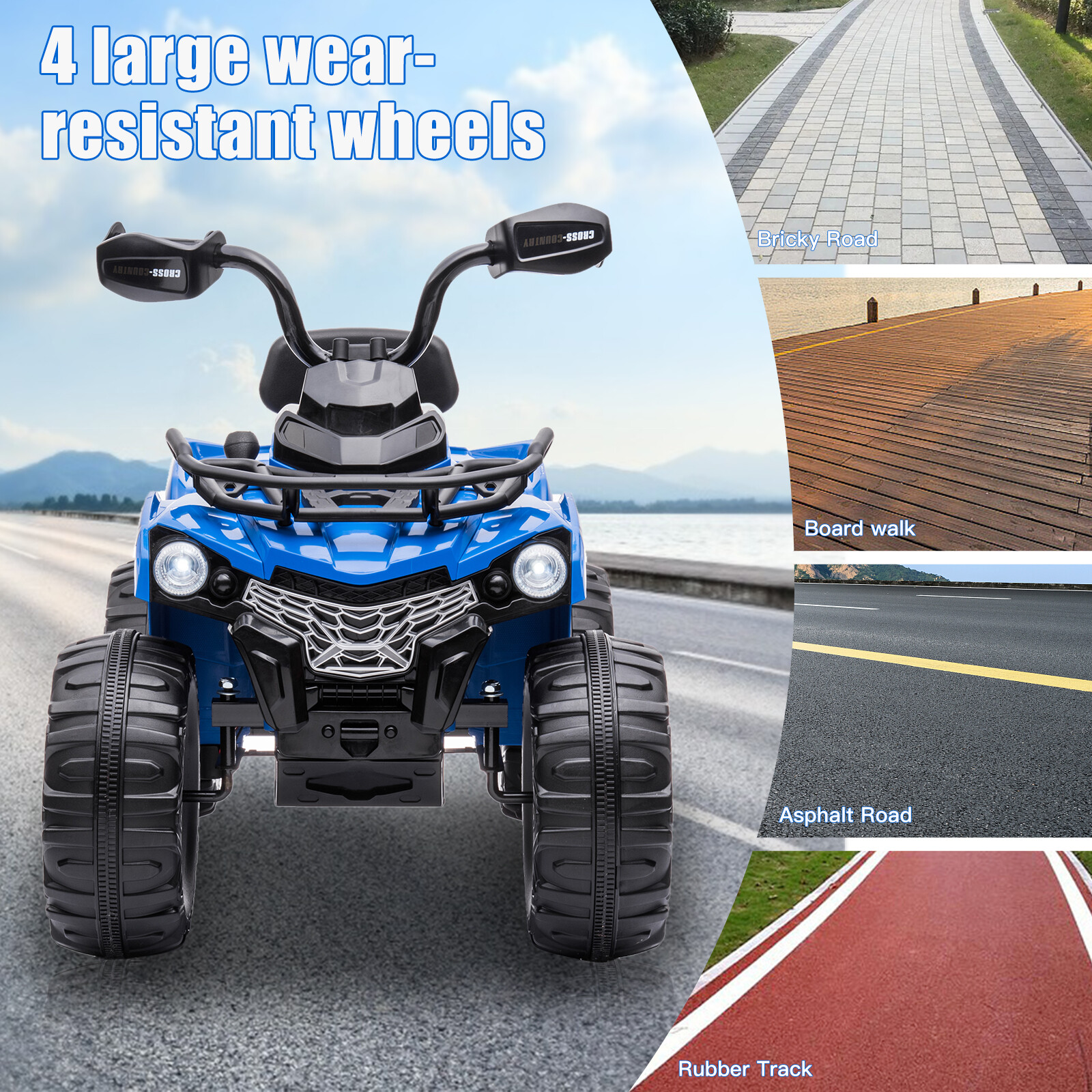 12V Electric Car Kids Ride On ATV 4-Wheel Electric Cars for Kids 3-6 Years Old