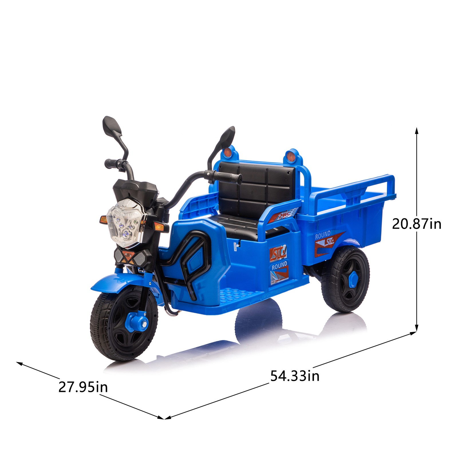 12V Kids Trike, 2WD, Anti-Slip Wheels, LED Music, Storage, 3-6Y