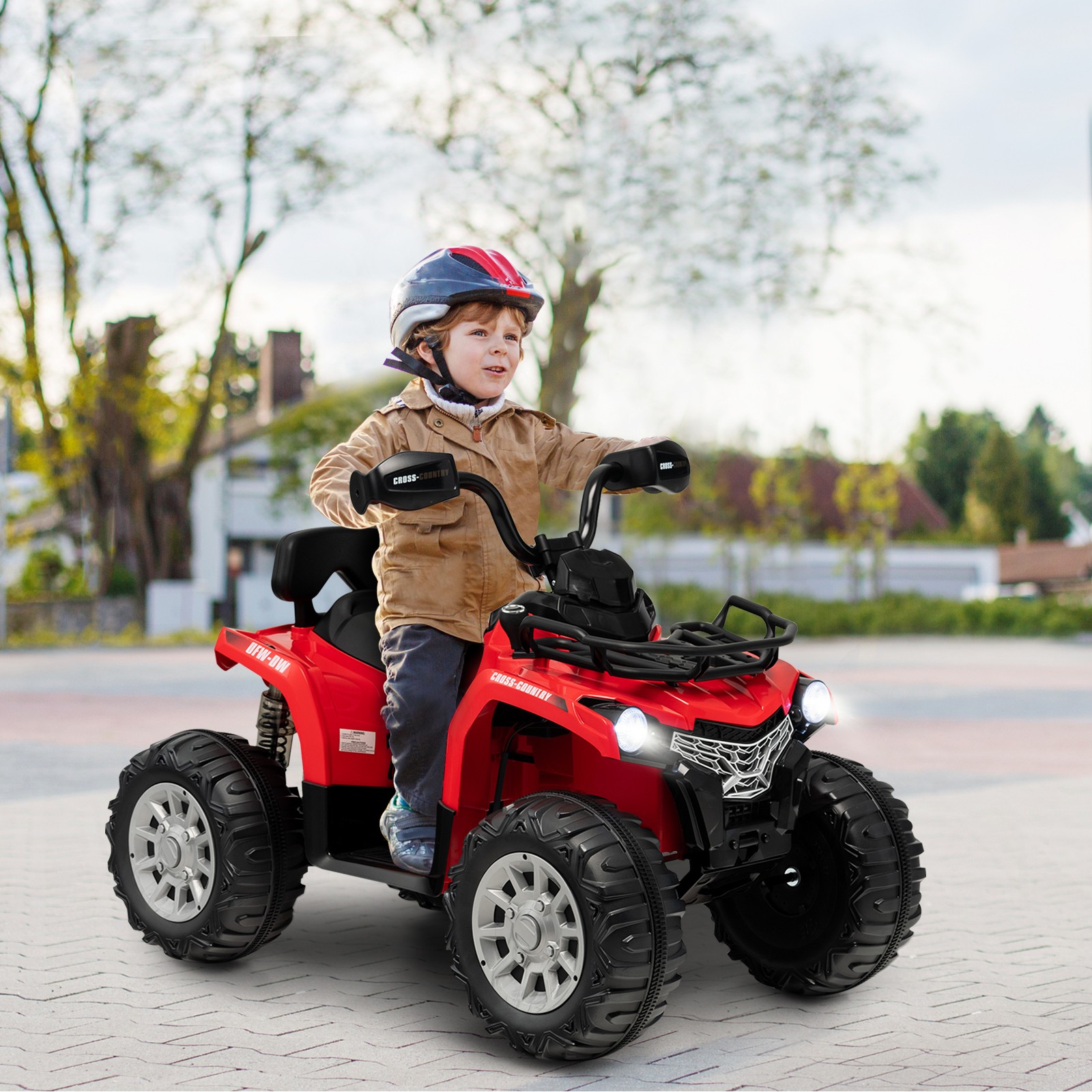 12V 2 Speeds Kids Ride ATV Electric 4-Wheeler Quad w/ Mp3 & Headlights Red