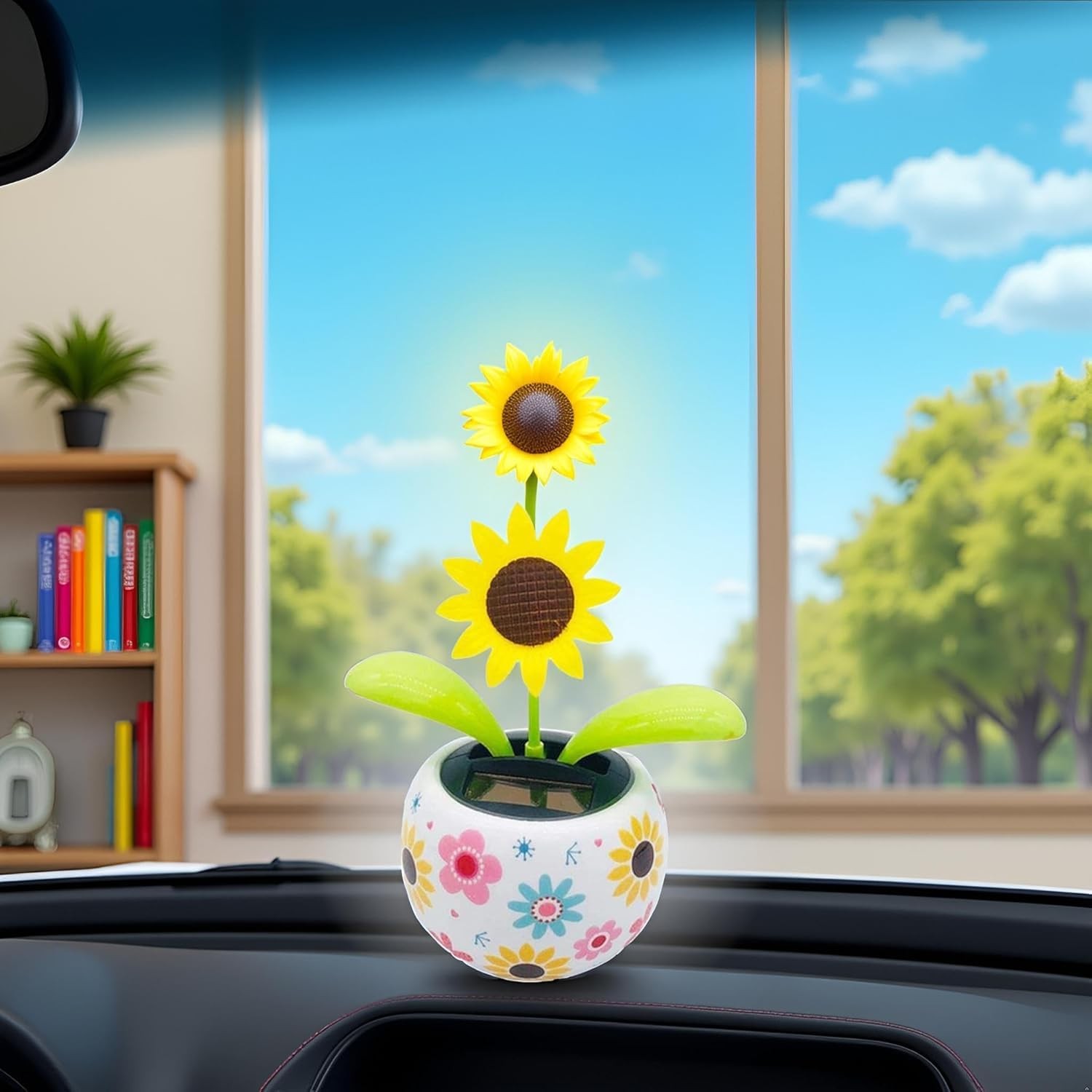 Sunflower Solar Dancing Toys- Bobblehead Dancer Window Sun Standard, Yellow