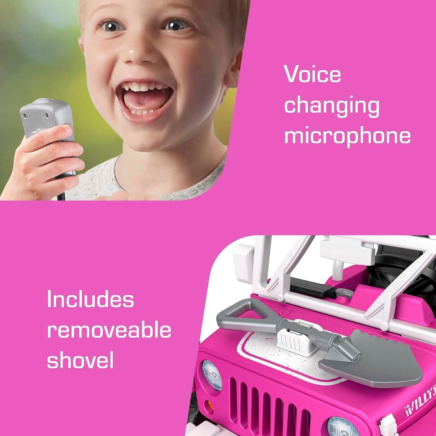 Power Wheels Jeep Wrangler Willys Ride-On Battery Powered Vehicle with Sounds &