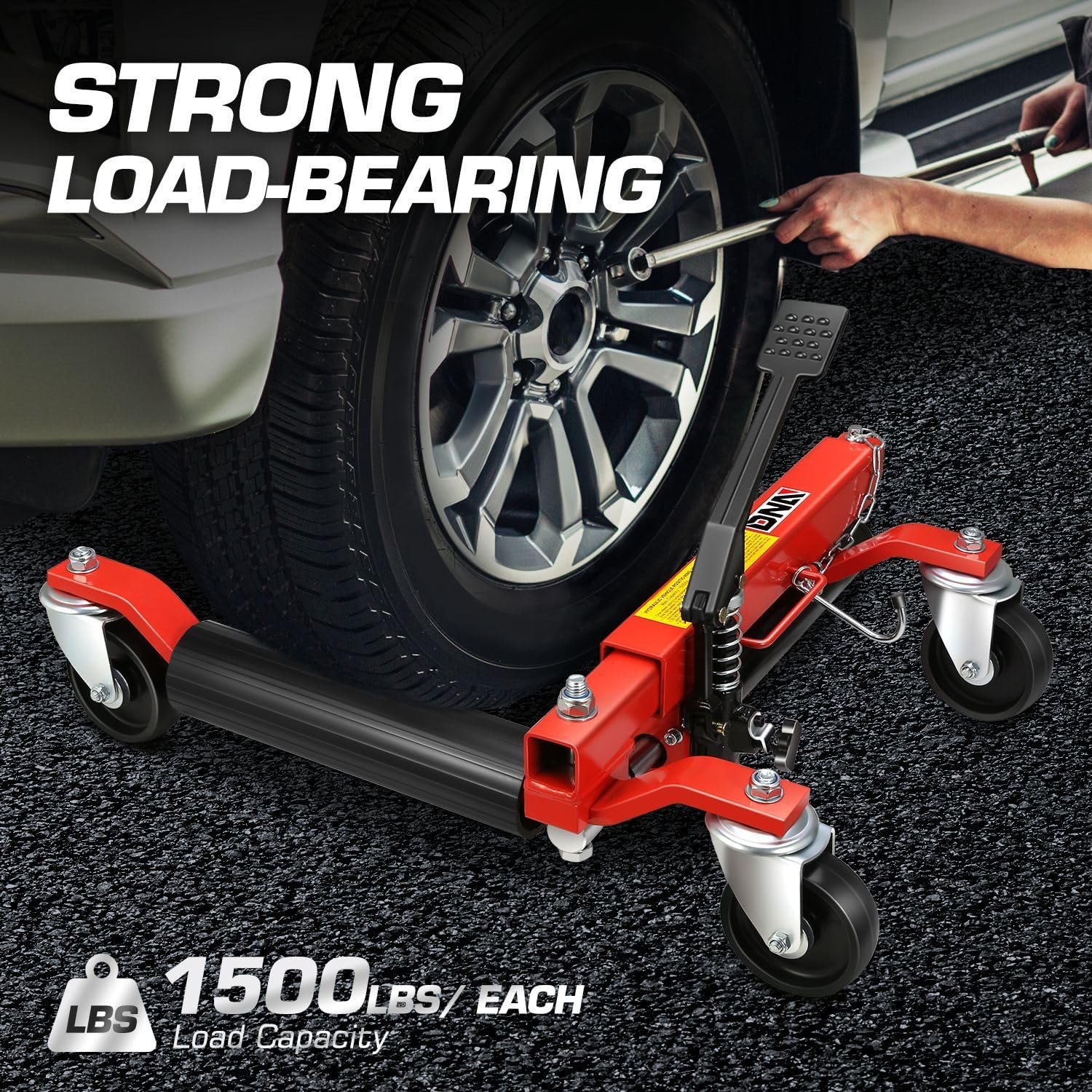 2Pcs Car Wheel Dolly Jack Set Hydraulic 1500 Lbs Car Skates, 12” Wheel Vehicle