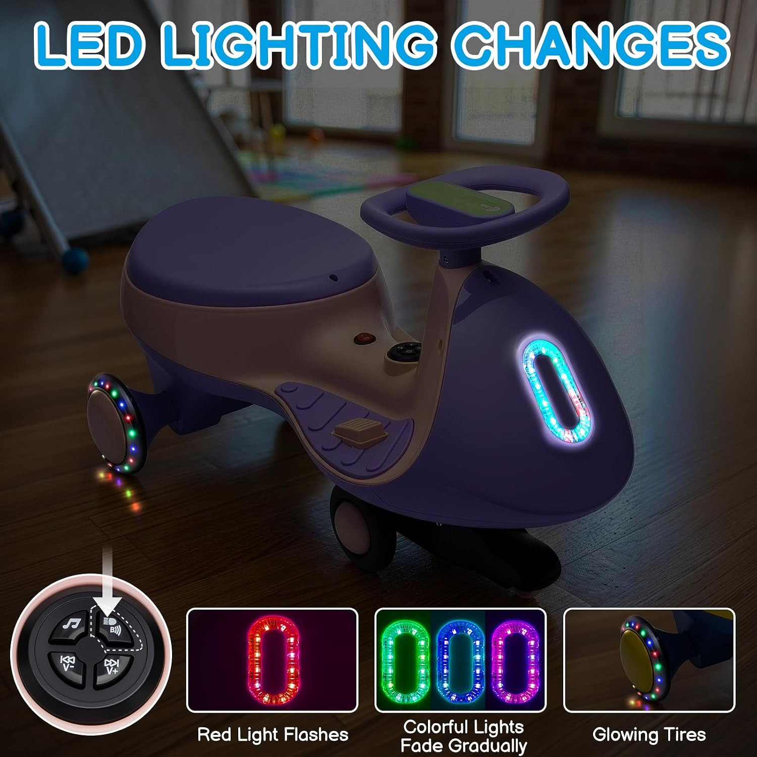 12V Electric Wiggle Car Ride on Toy with Pedal, 2 in 1 Rechargeable Battery Swin