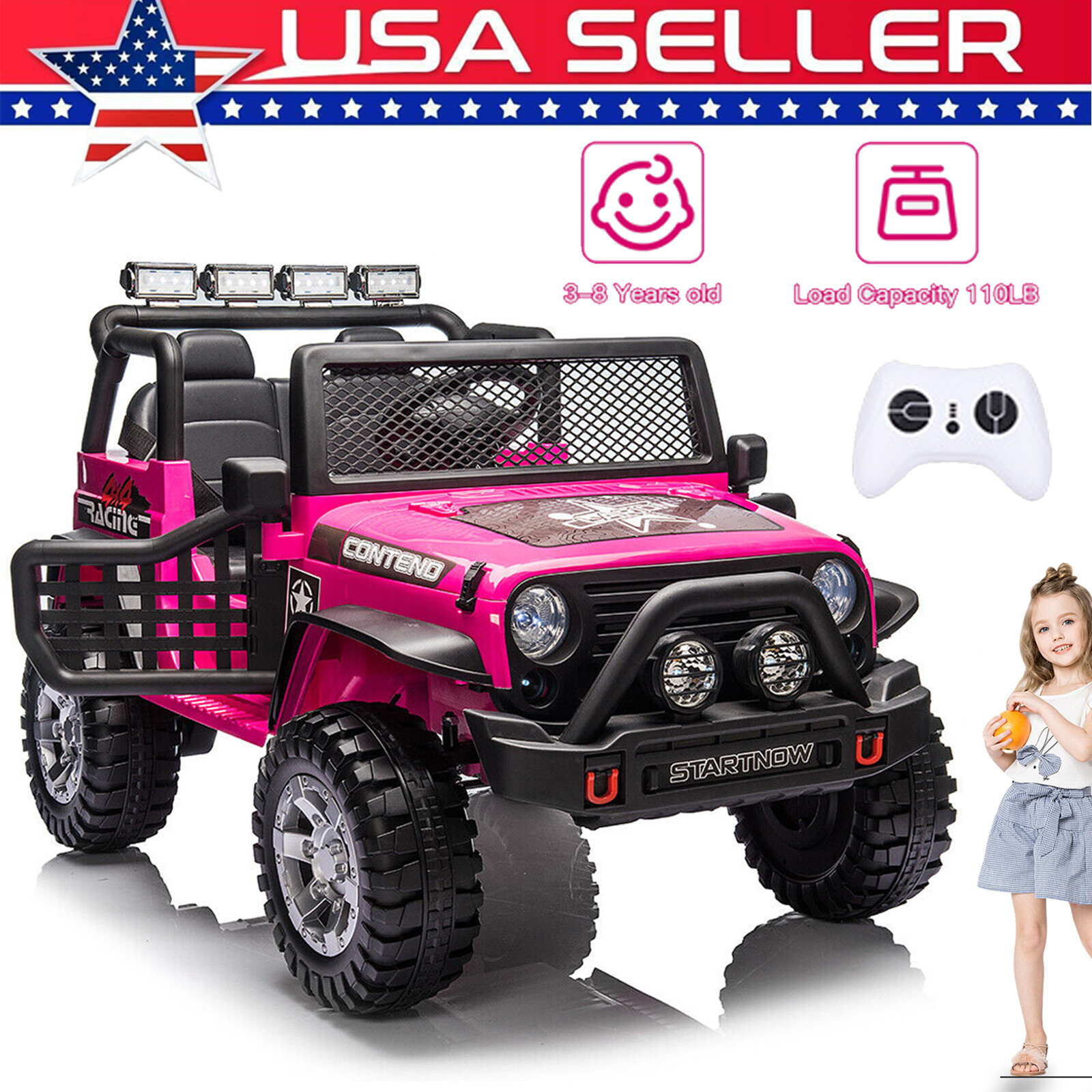 12V Electric Ride On Car Vehicle Toy Kids Truck Jeep w/ Remote Control USB Pink