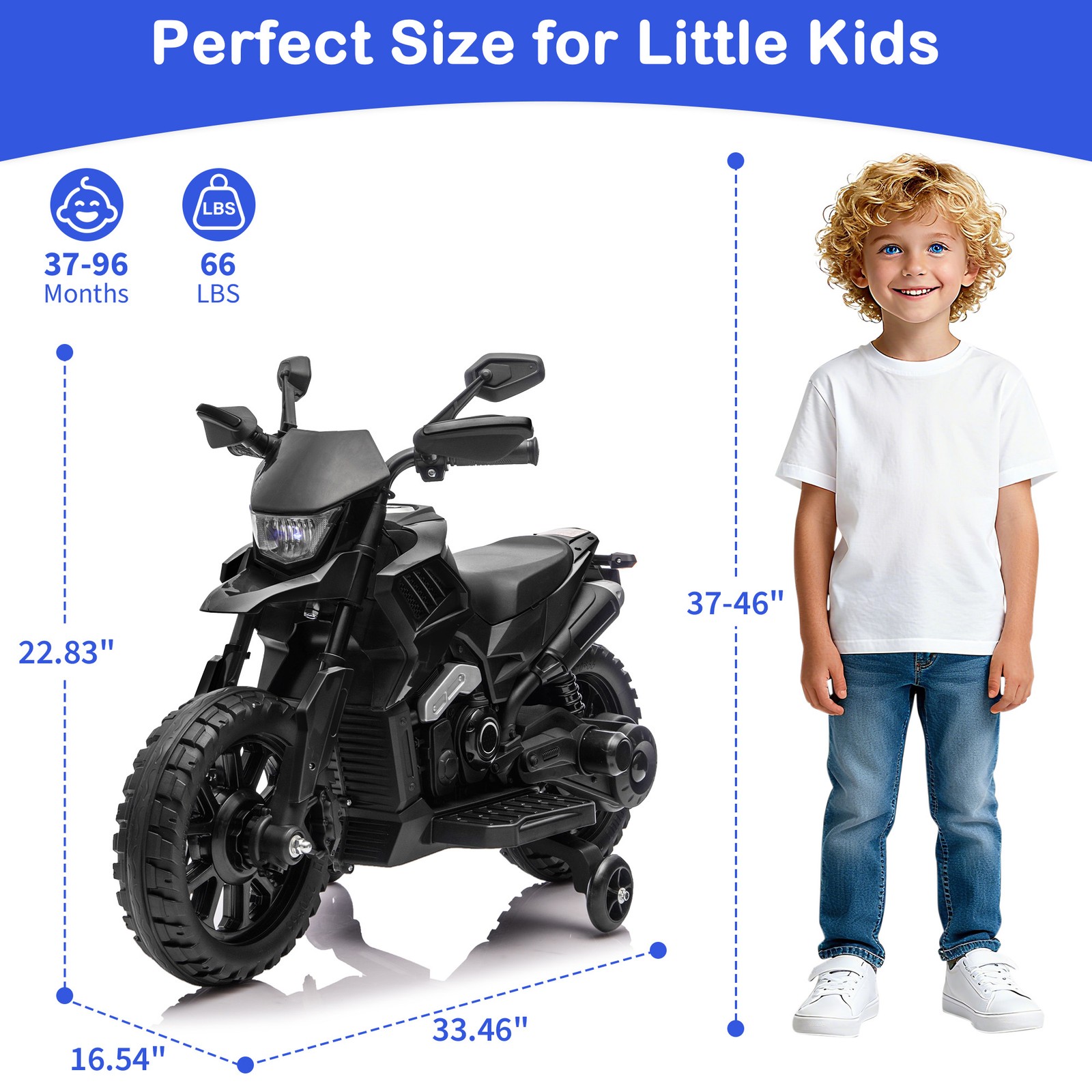 Motorcycle for Kids,Ride on Motorcycle w/ Traning Wheels,Electric Bike for Child