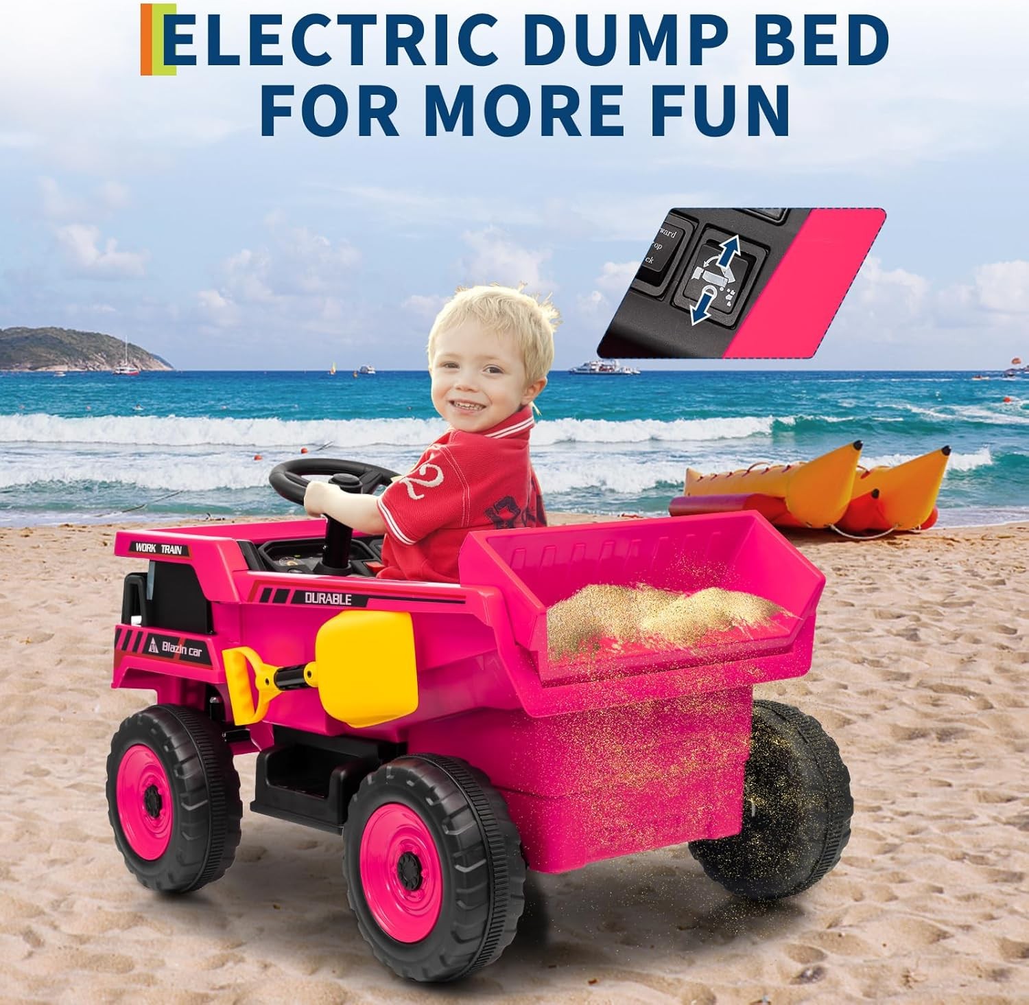 12V Kids Ride on Toy Car Dump Truck with Electric Dump Bed Construction Vehicles