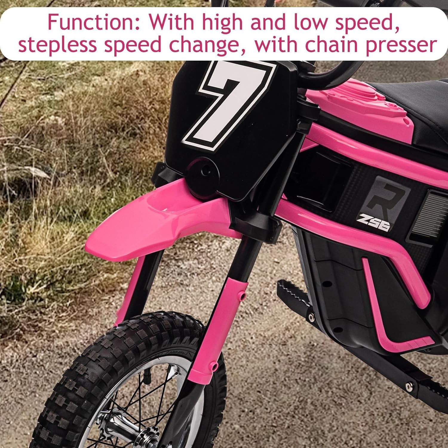 24V Off-Road Electric Motorcycle for Kids 8-14, Rear-Wheel Drive Dirt Bike