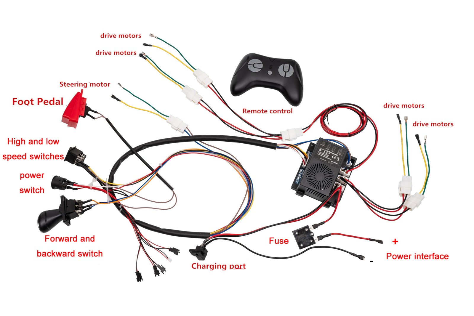 FULIHUAPOW 24 Volt DIY Wires Harness Conversion Kit for Kid’s Ride On Black