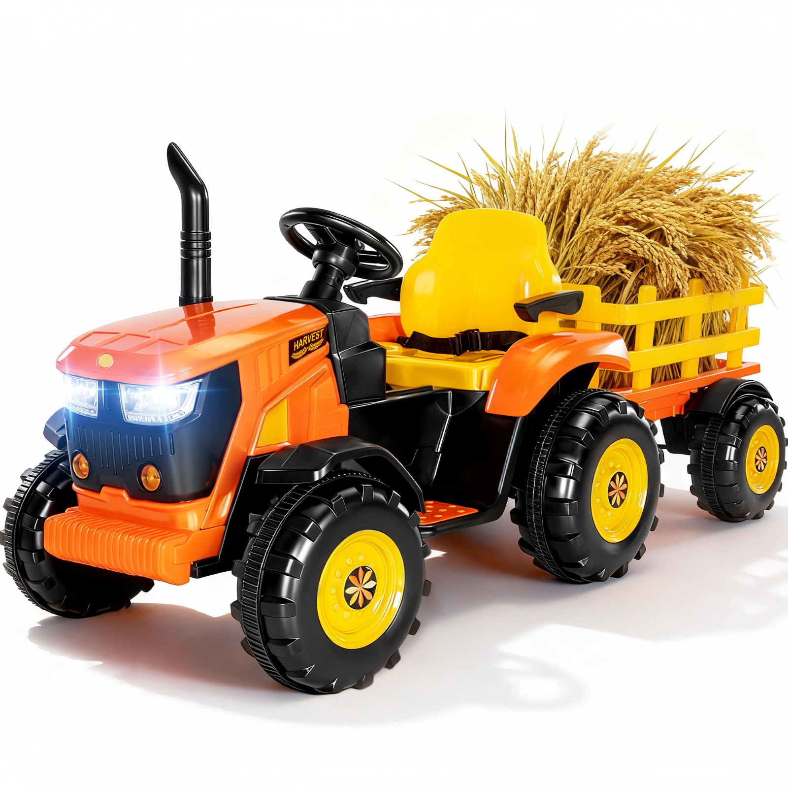 24V Electric Kids Ride On Tractor with Detachable Trailer 2x80W Motors EVA Tires