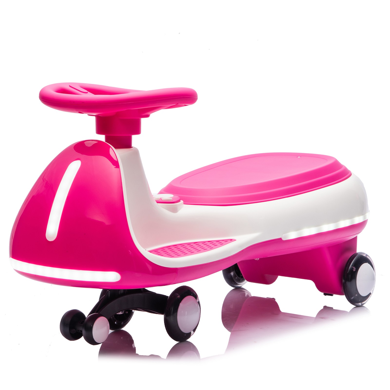12V Kids Wiggle Car, 2-in-1 Design,LED Lights,PU Wheels,Bluetooth Music,Ages 3-8