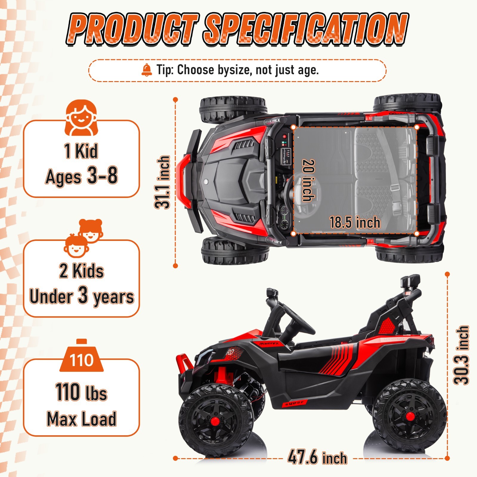 24V 4WD 2-Seater Ride On Truck RC Bluetooth LED Light Kids Holiday Gift Pink
