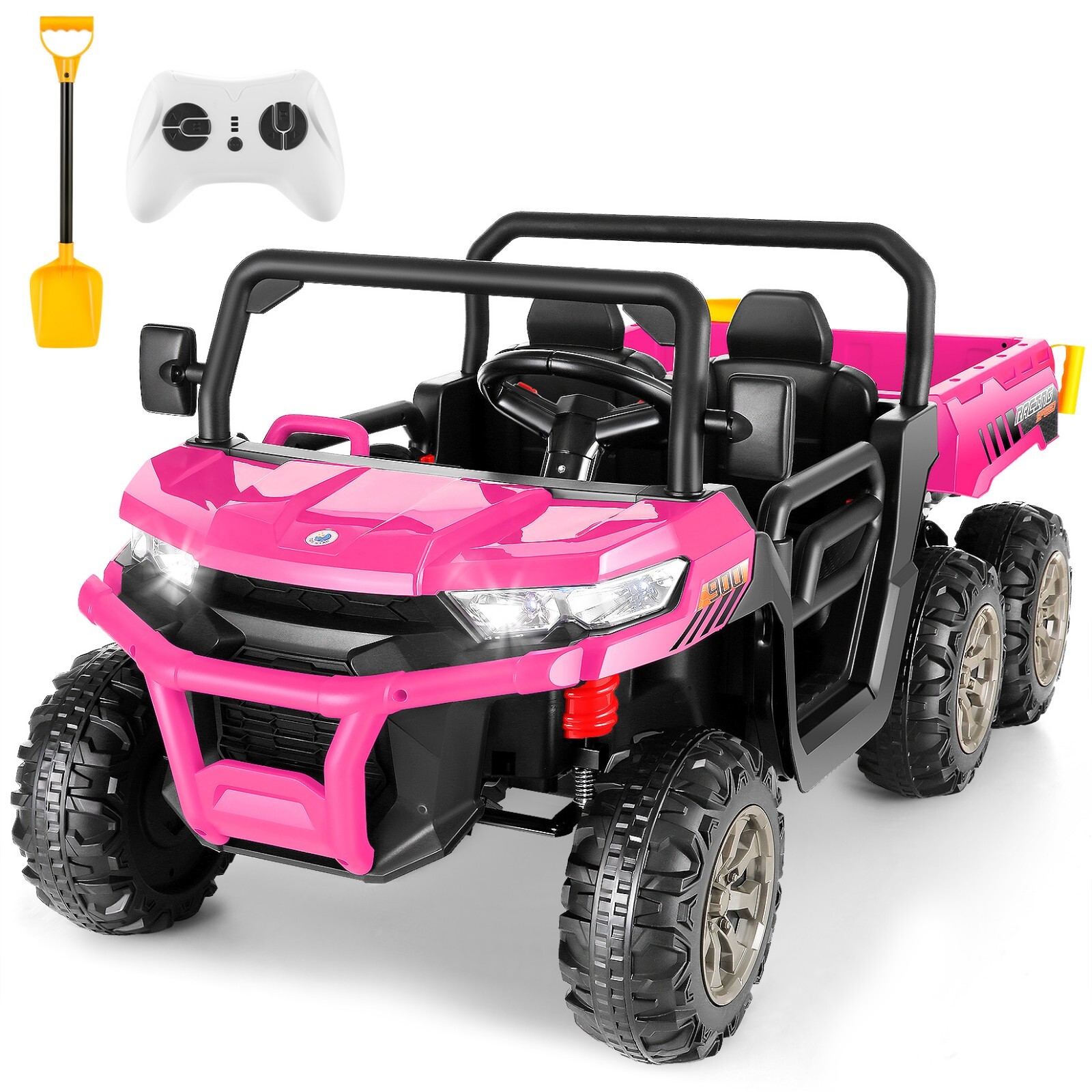 Electric 24V Battery Powered 4WD Kid Ride On Car Toys 2 Seat Dump Truck 6 Wheels