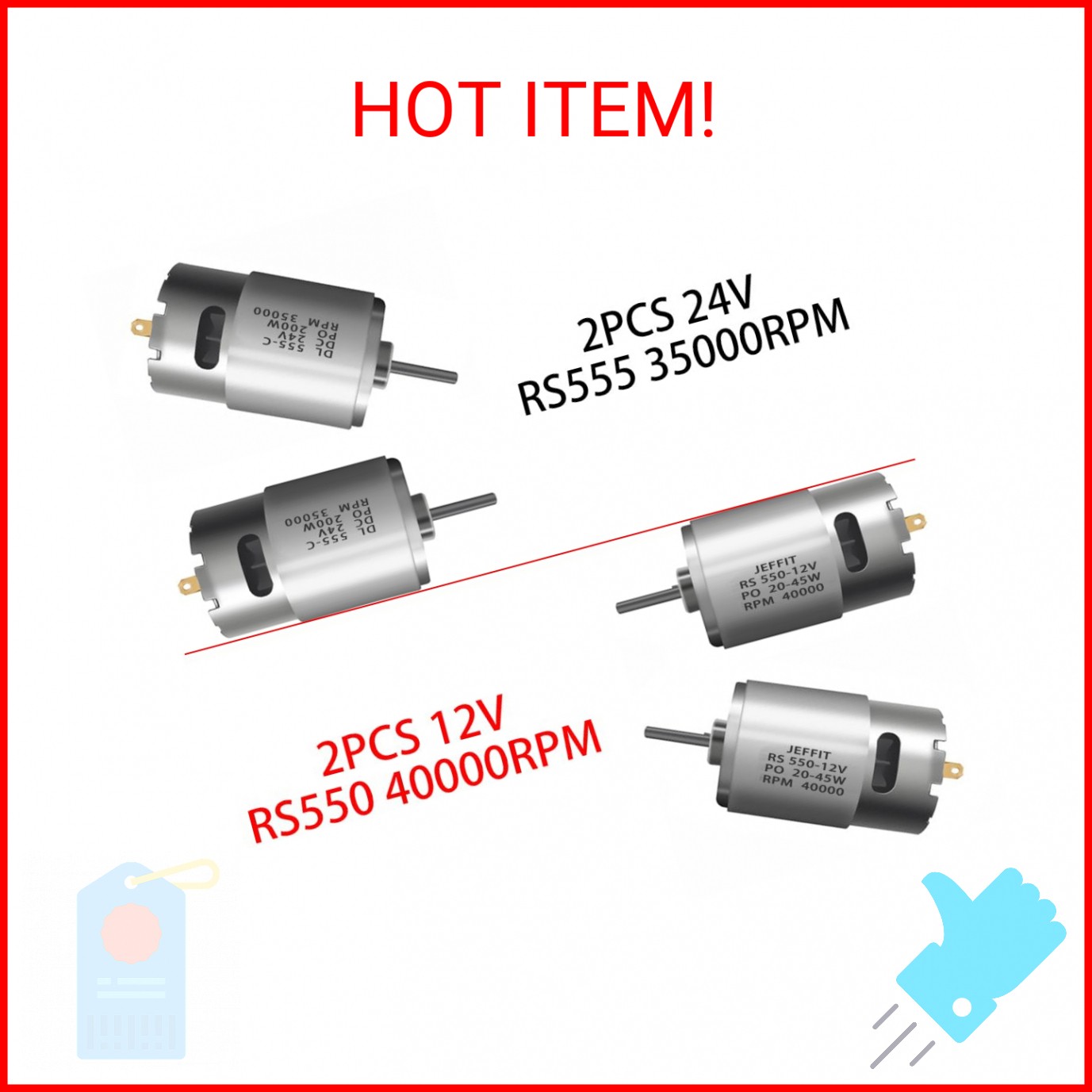 JRRXM Pair of 12V 18V 20V 24V Fast Drive Motor High Speed Engine for Kid’s Power