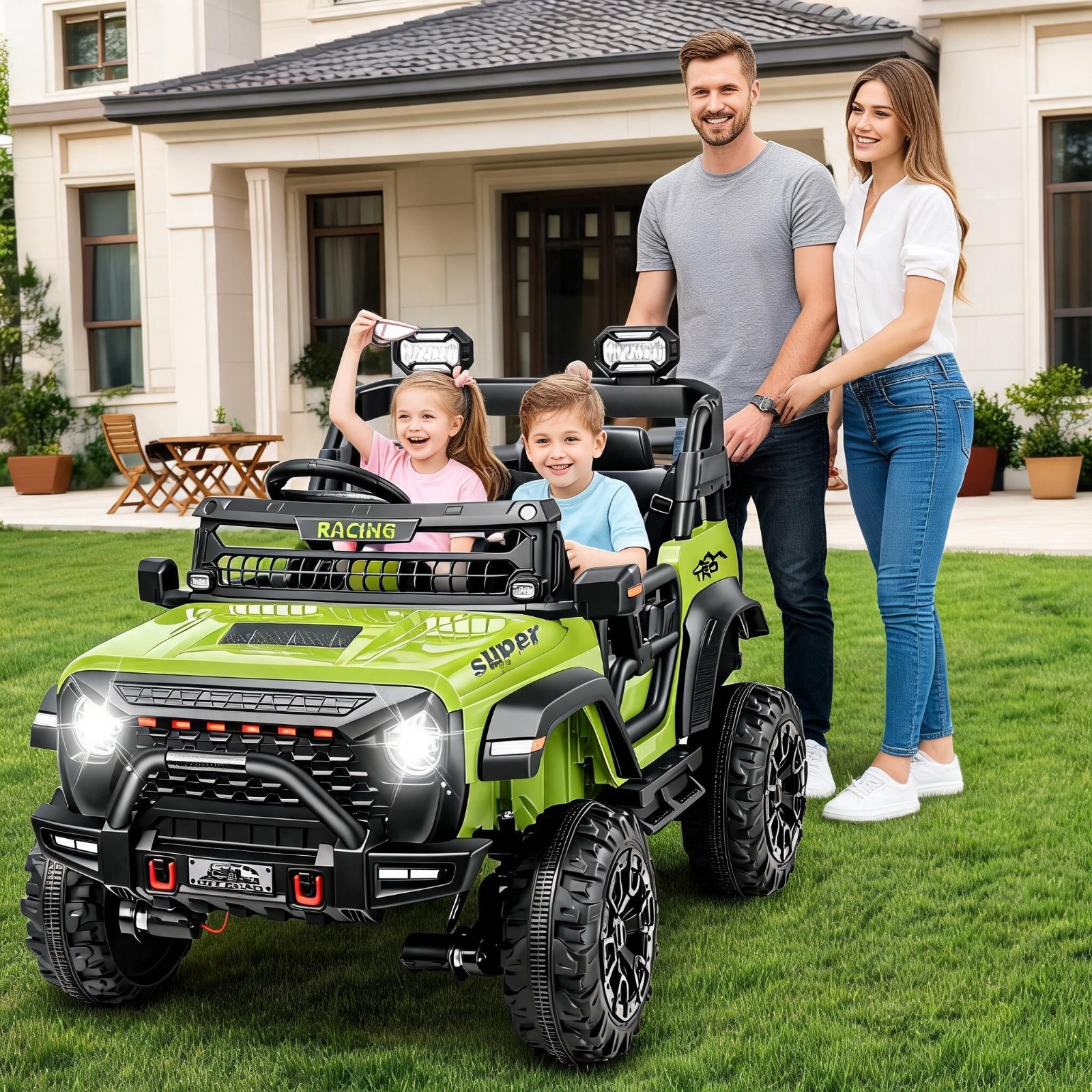 24V Kids Ride on Toy Electric Power Wheels Car 5mph with Parental Remote & Music