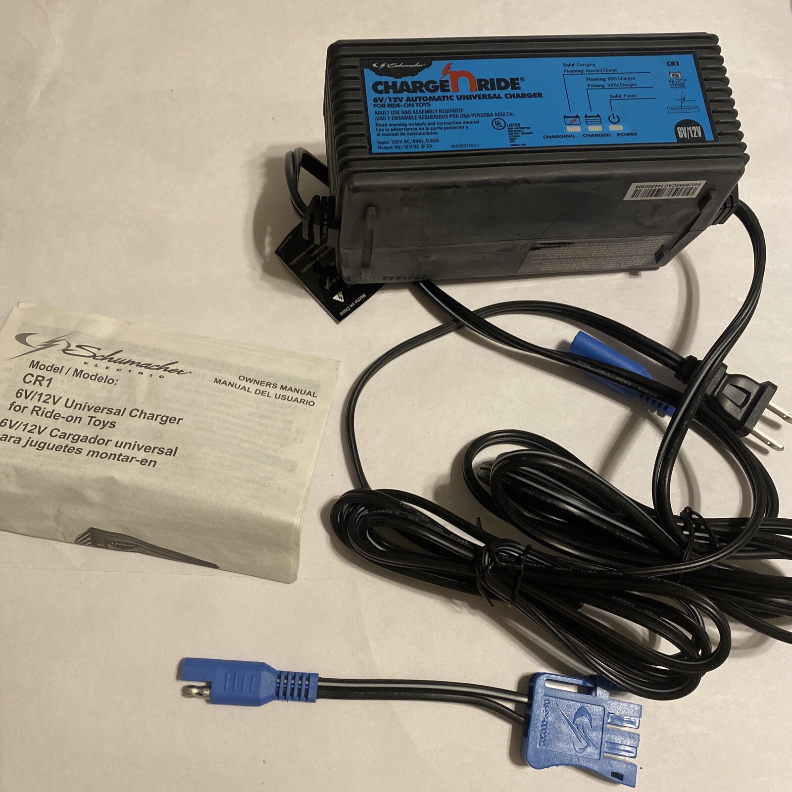 Schumacher Charge N Ride CR1 Universal Charger For Ride On Toys – 1 Connector