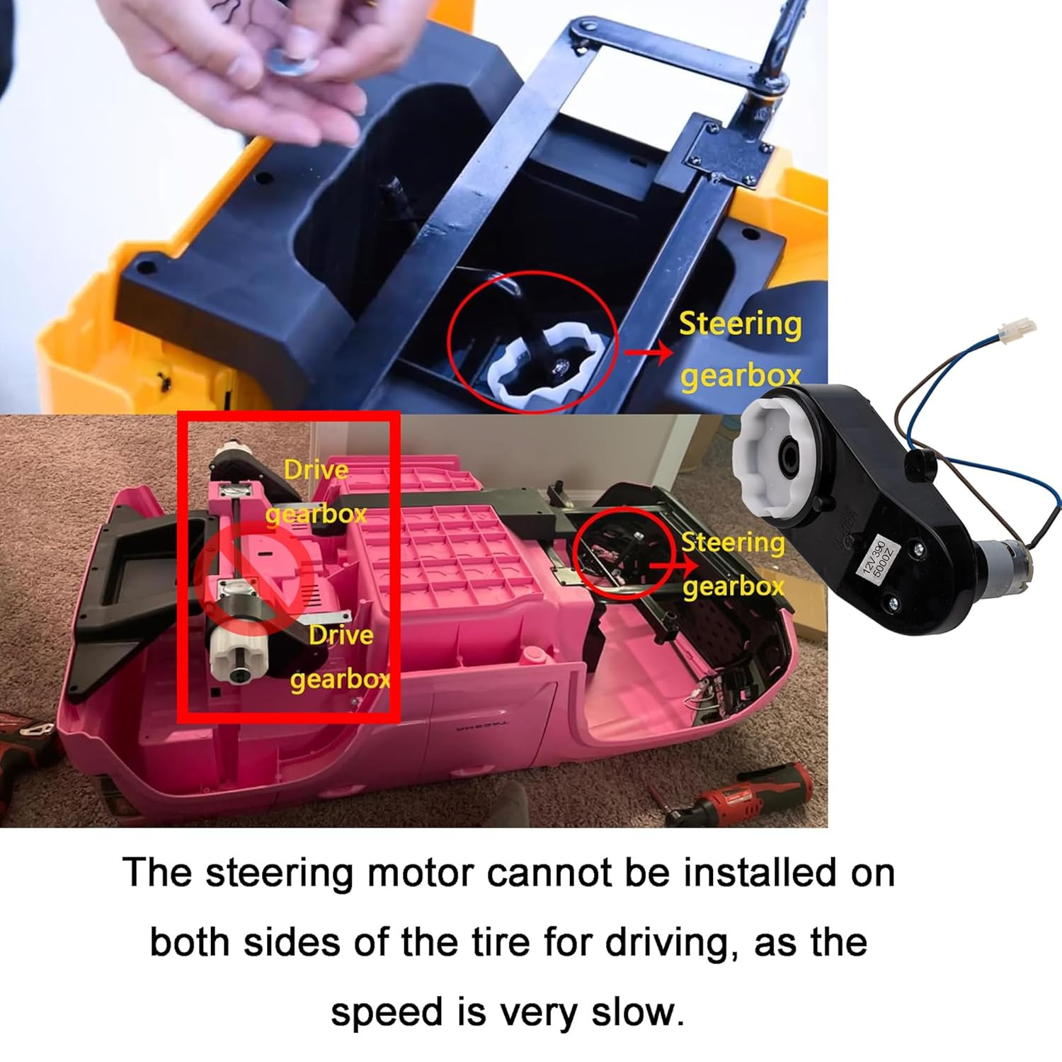 Steering Gearbox RS390 24 Volt 5000 RPM Aperture,Low Speed Steering Motor for…