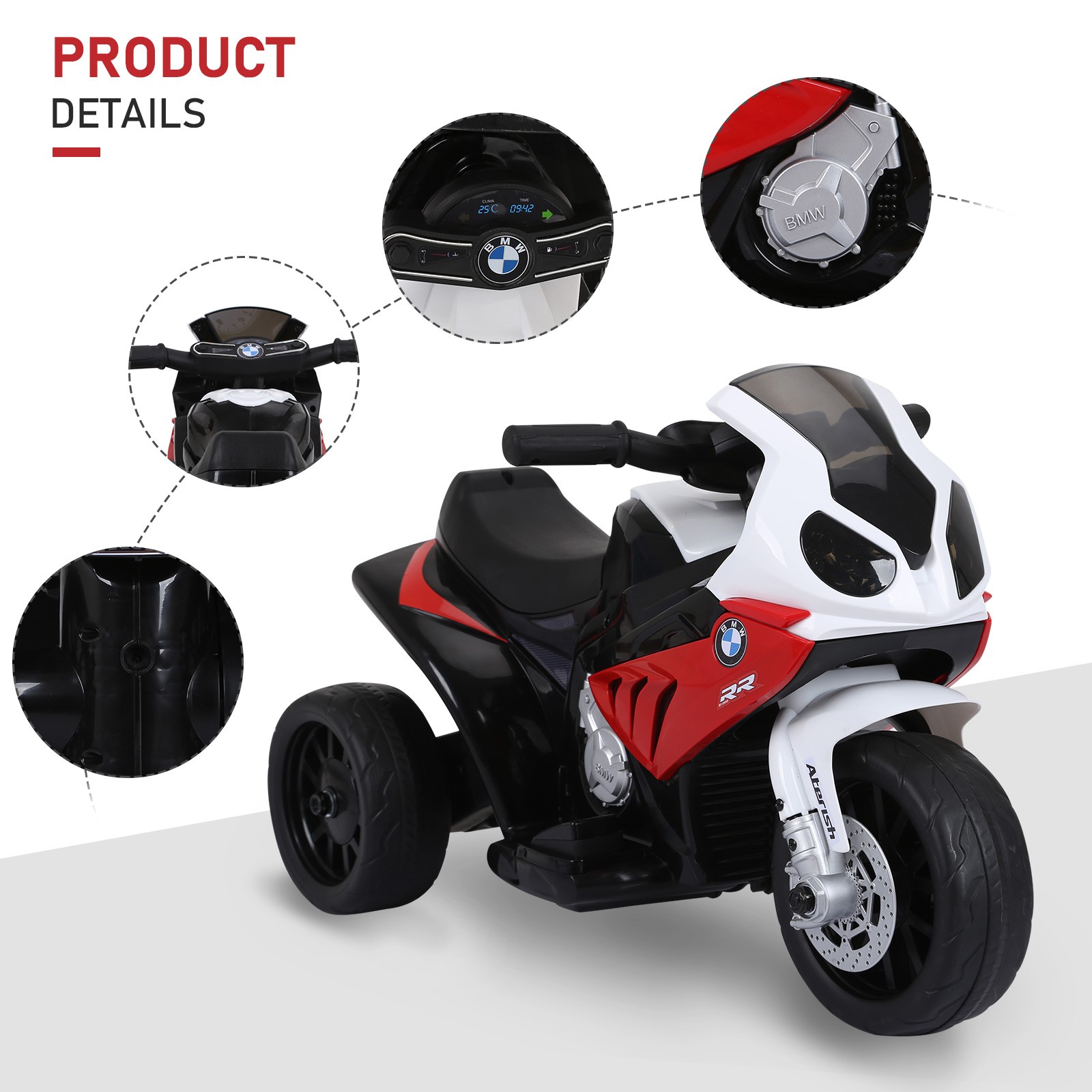 6V Kids Ride On Toddler Motorcycle with Headlight Music 3 Wheels for 1-3 Years