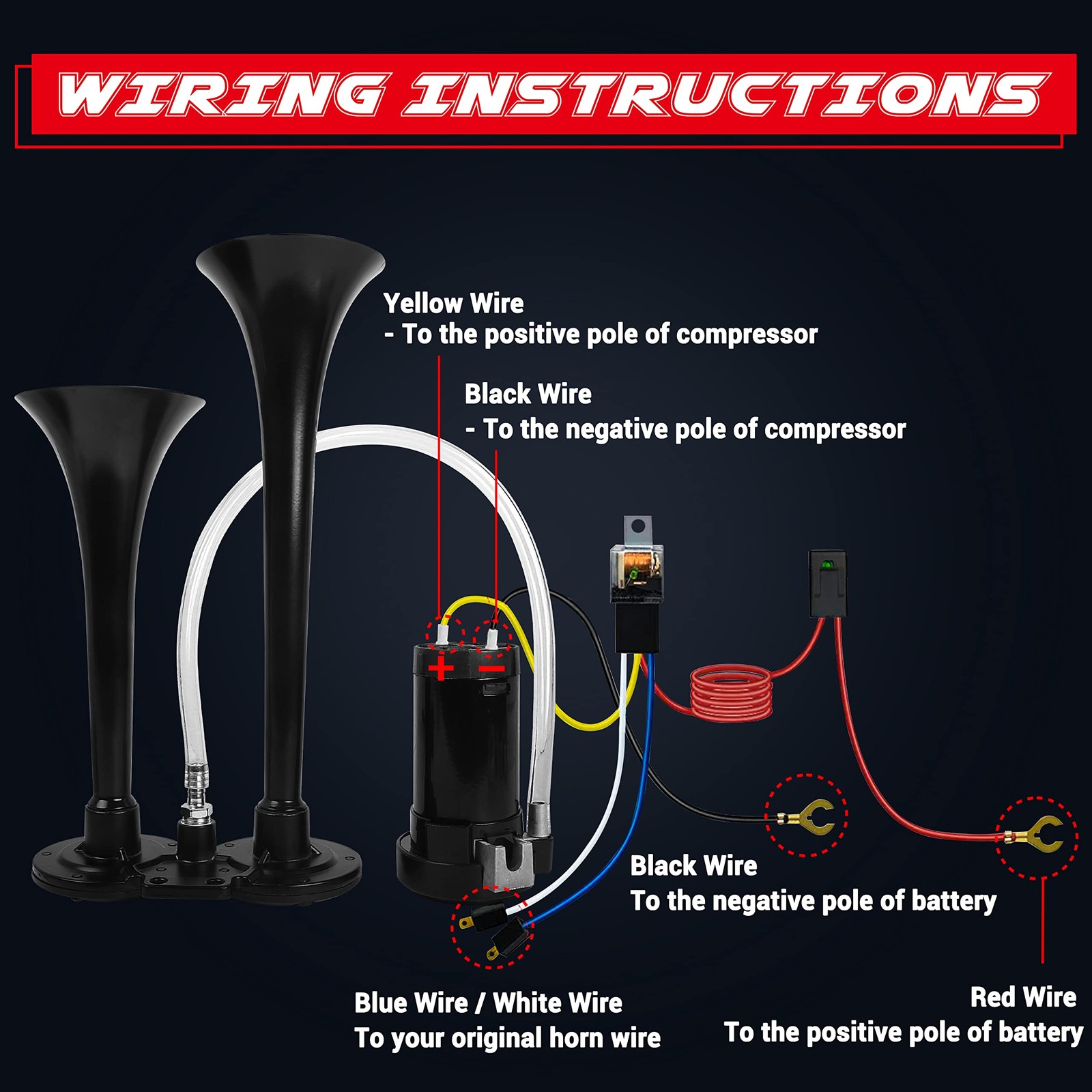 CARFKA Air Horn for Truck Boats Car, 150DB Super Loud Train Horns Kit with 120 P