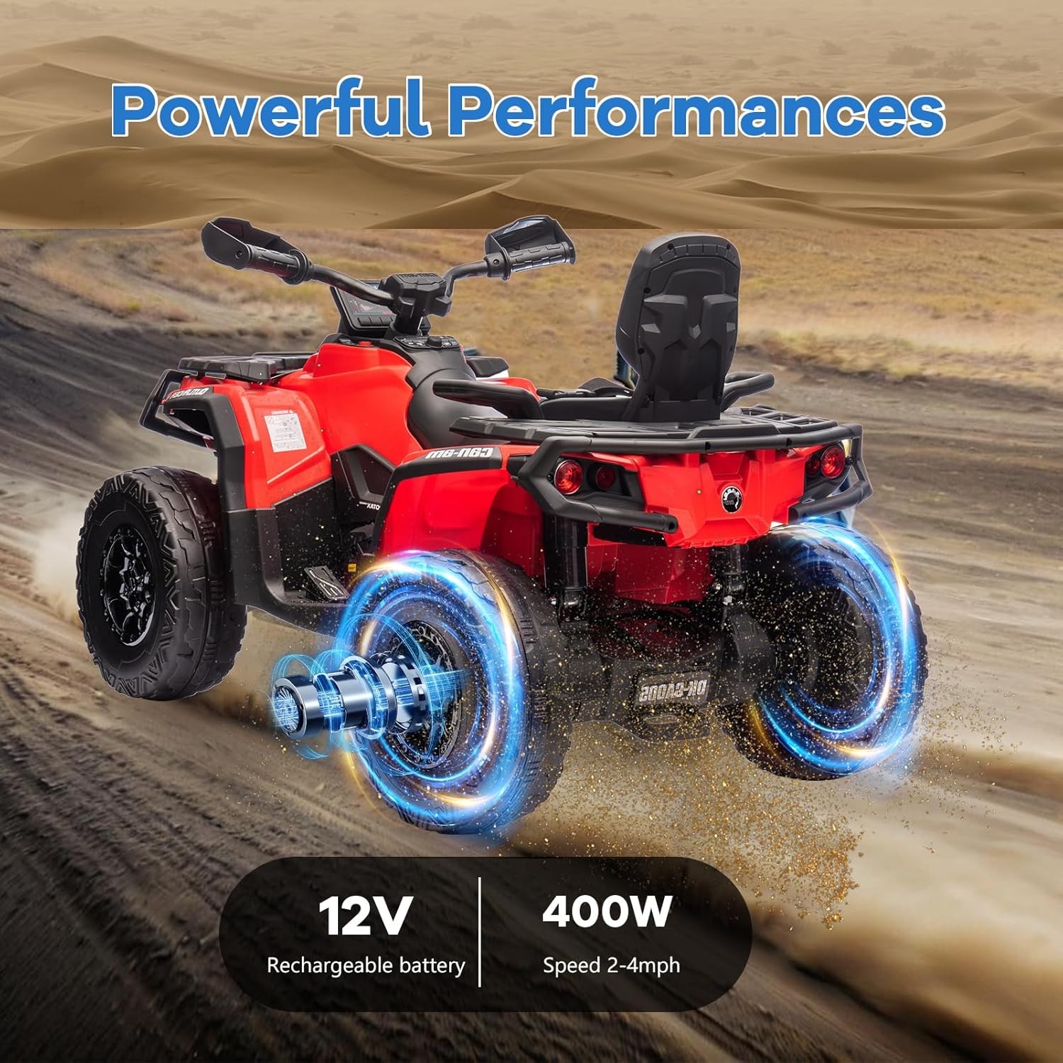 12V 2-Seater Kids ATV with Parent Remote Control, LED Lights & Spring Suspension