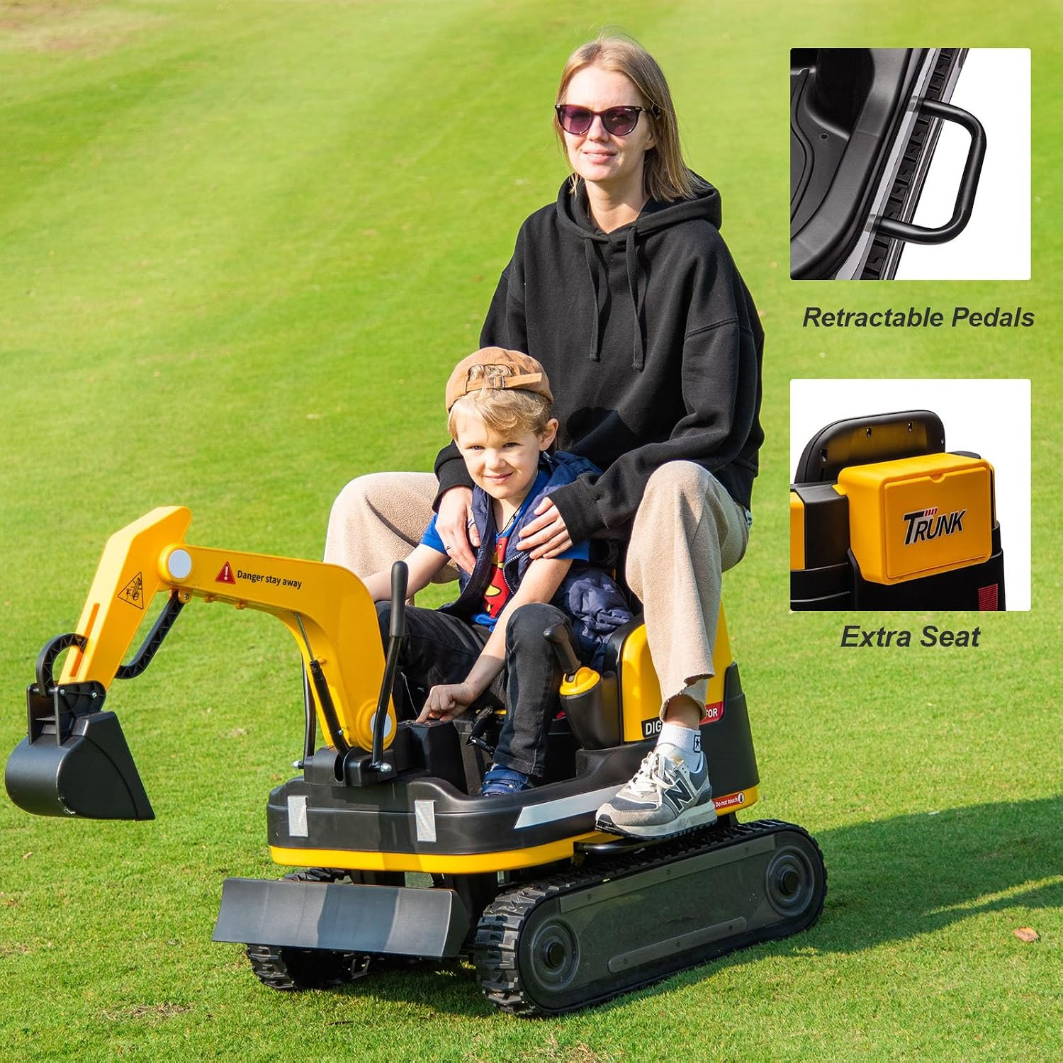 360 Degree Rotating Ride on Excavator and Bulldozer,12V12Ah Battery Powered Ride