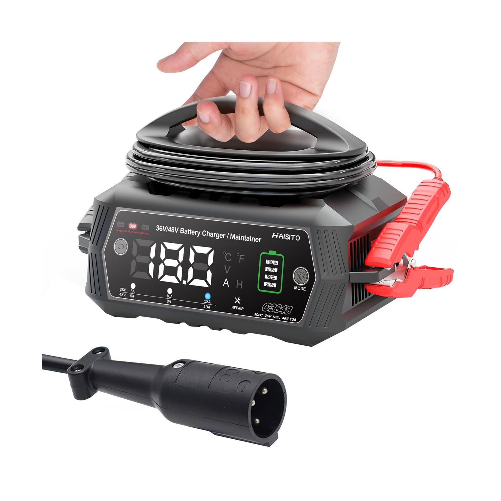 18 AMP 36/48 Volt Golf Carts Battery Charger for Club Car 3-Pin Round Plug,fo…