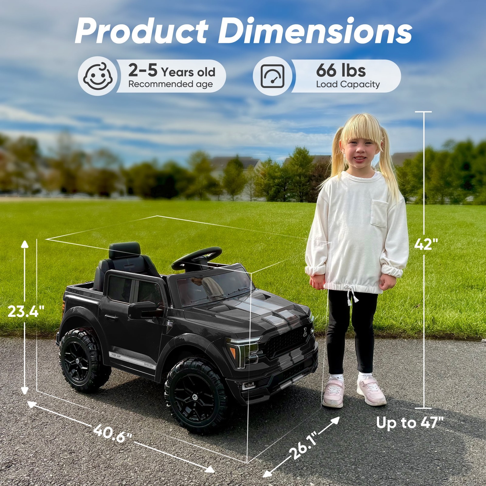 Licensed Ford-Shelby F-150 12V Kids Electric Ride-On Truck with Remote – Black