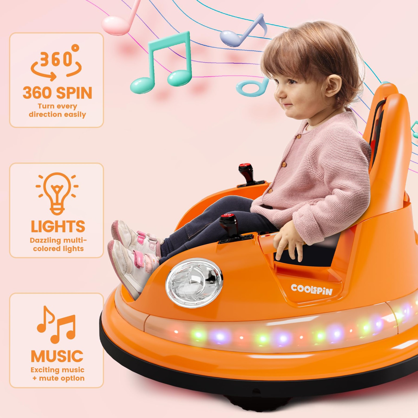 Kids Bumper Car, 12V Electric Ride On Bumper Car for Kids, 360° Spin Toddler Bum