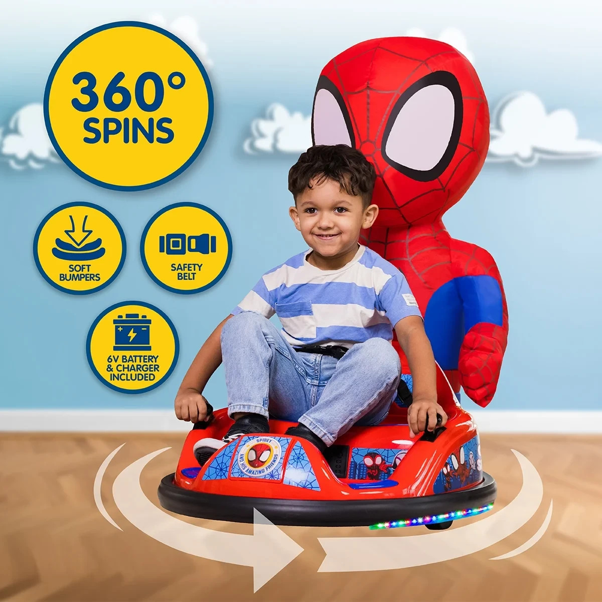 Marvel Spidey ImaginAir 6V Battery-Powered Bumper Car Ride-On, Red