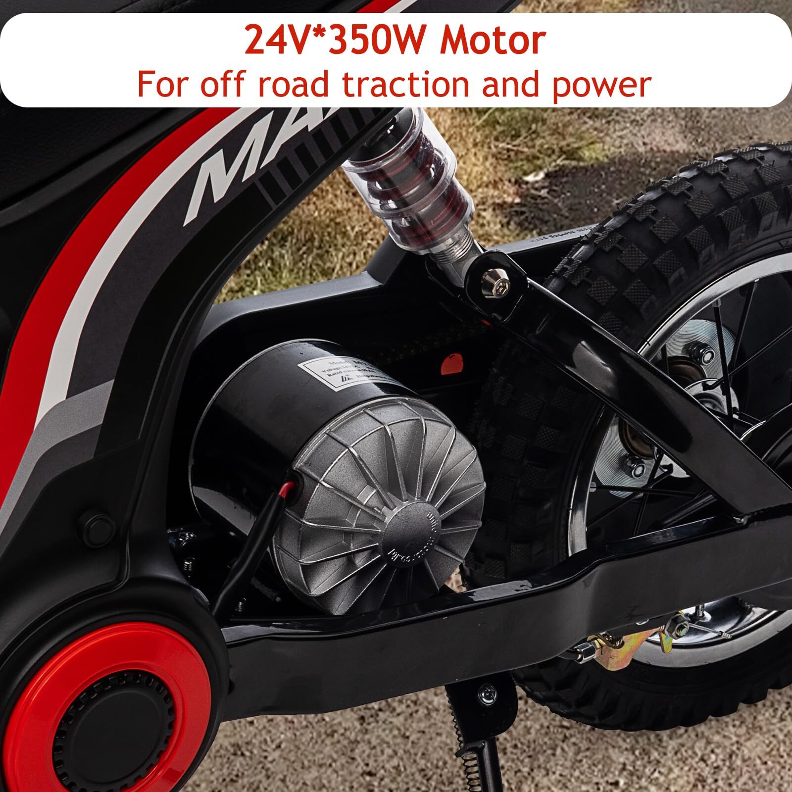 ✈️Kids Ride On Dirt Bike 350W Electric Motorcycle Up to 14.29MPH 24V Battery 8